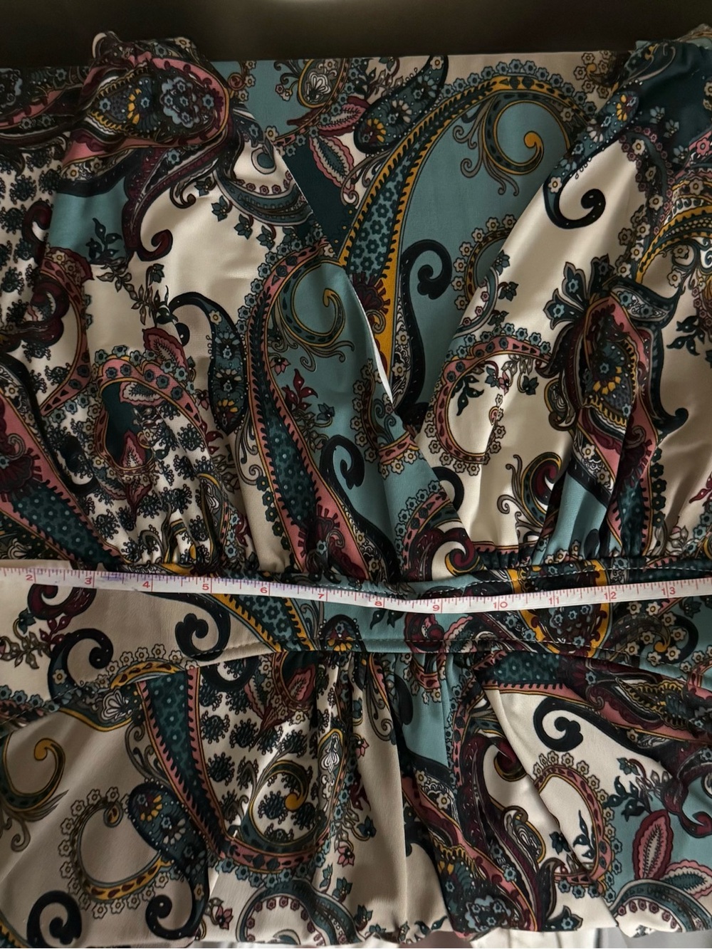 Paisley V-Neck Maxi Dress in Blue and Brown - Picture 7 of 12